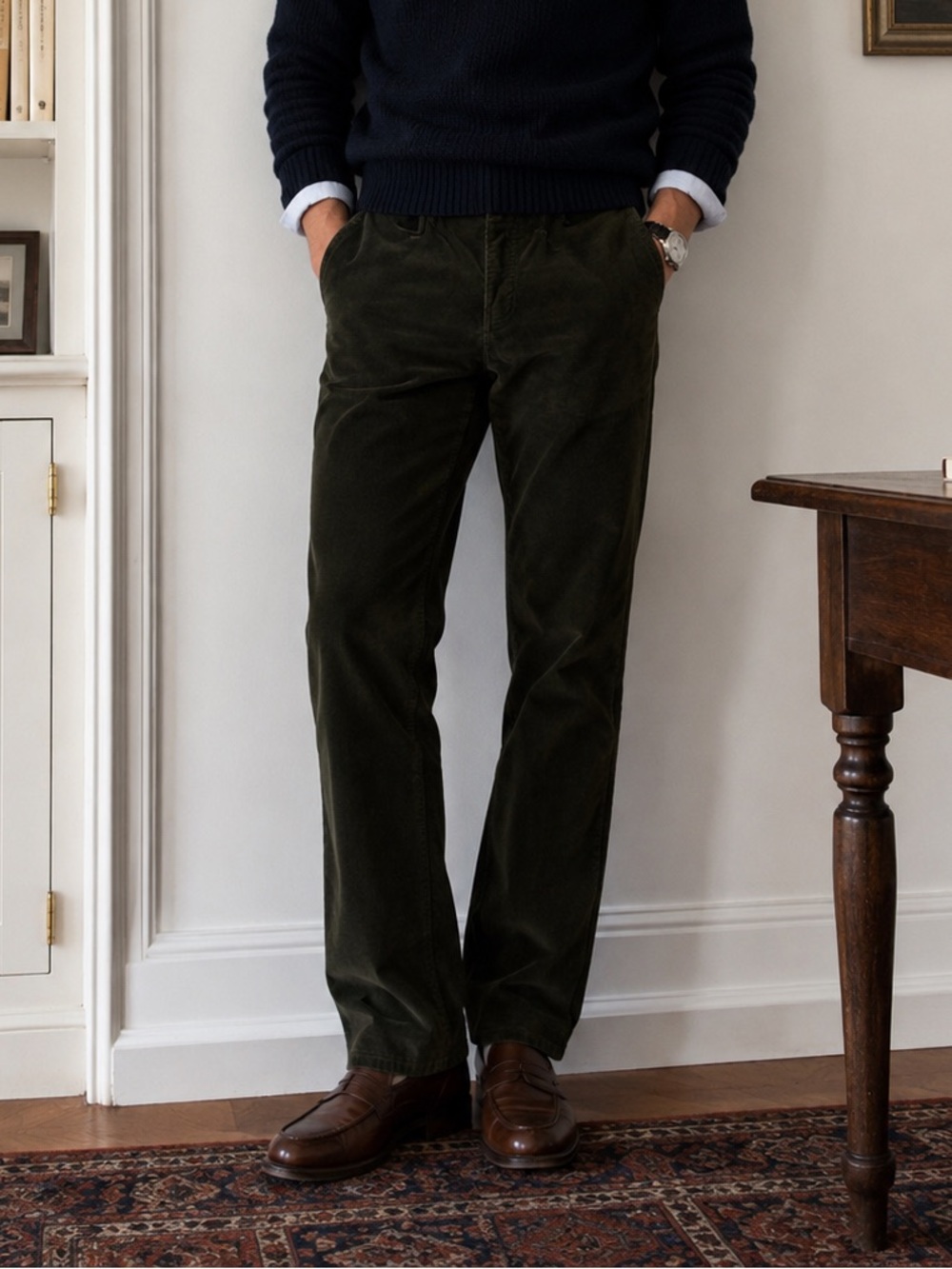 Rodd & Gunn Forest Green Corduroy Straight Fit Pants 32 Quiet Luxury Old Money